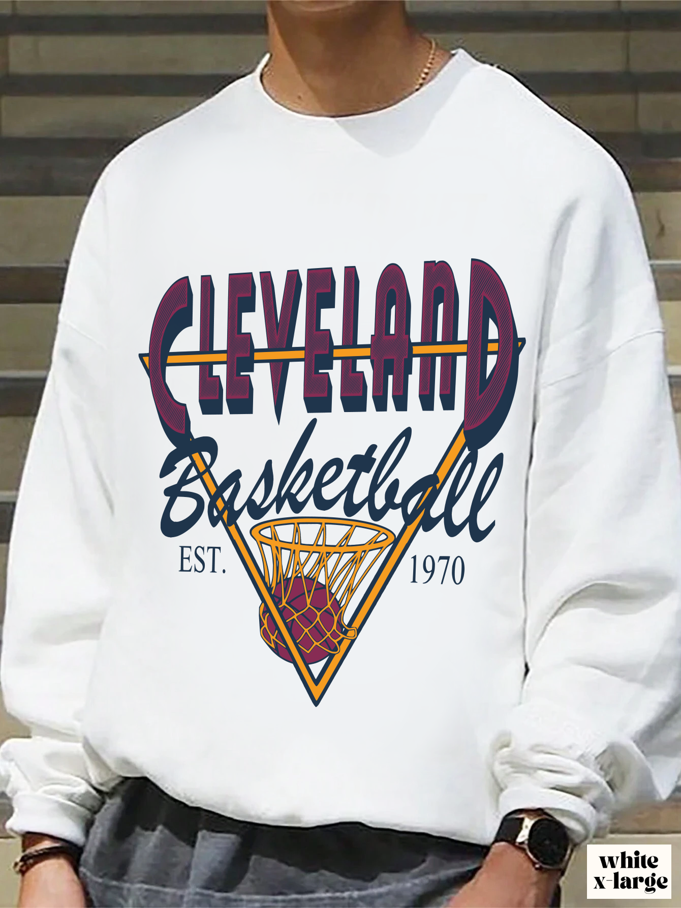 Vintage Cleveland Cavaliers Crewneck - Retro Wine & Gold Basketball Sweatshirt