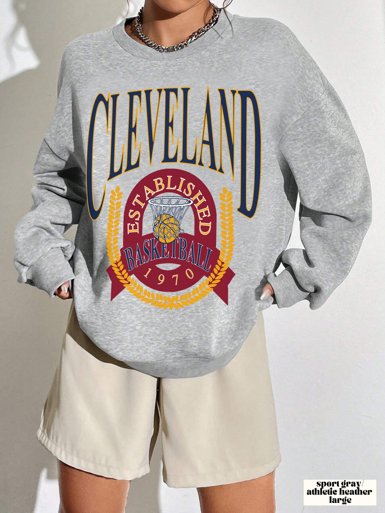 Retro Cleveland Cavaliers Crewneck - Vintage Navy & Blue Basketball Sweatshirt