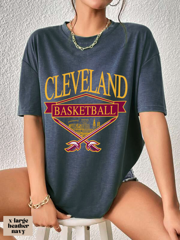 Vintage Cleveland Cavaliers T-Shirt - Retro Wine & Gold Basketball Tee