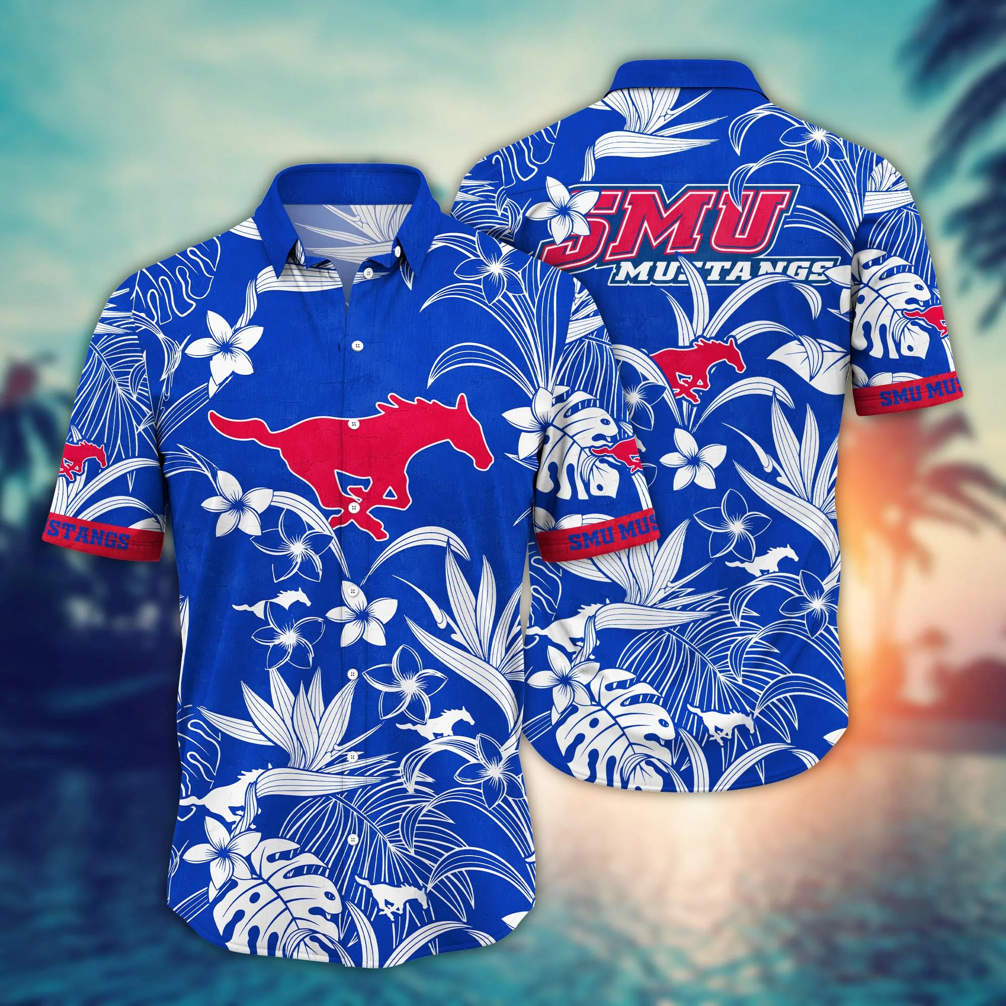 Smu Mustangs Hawaiian Tropical Shirt