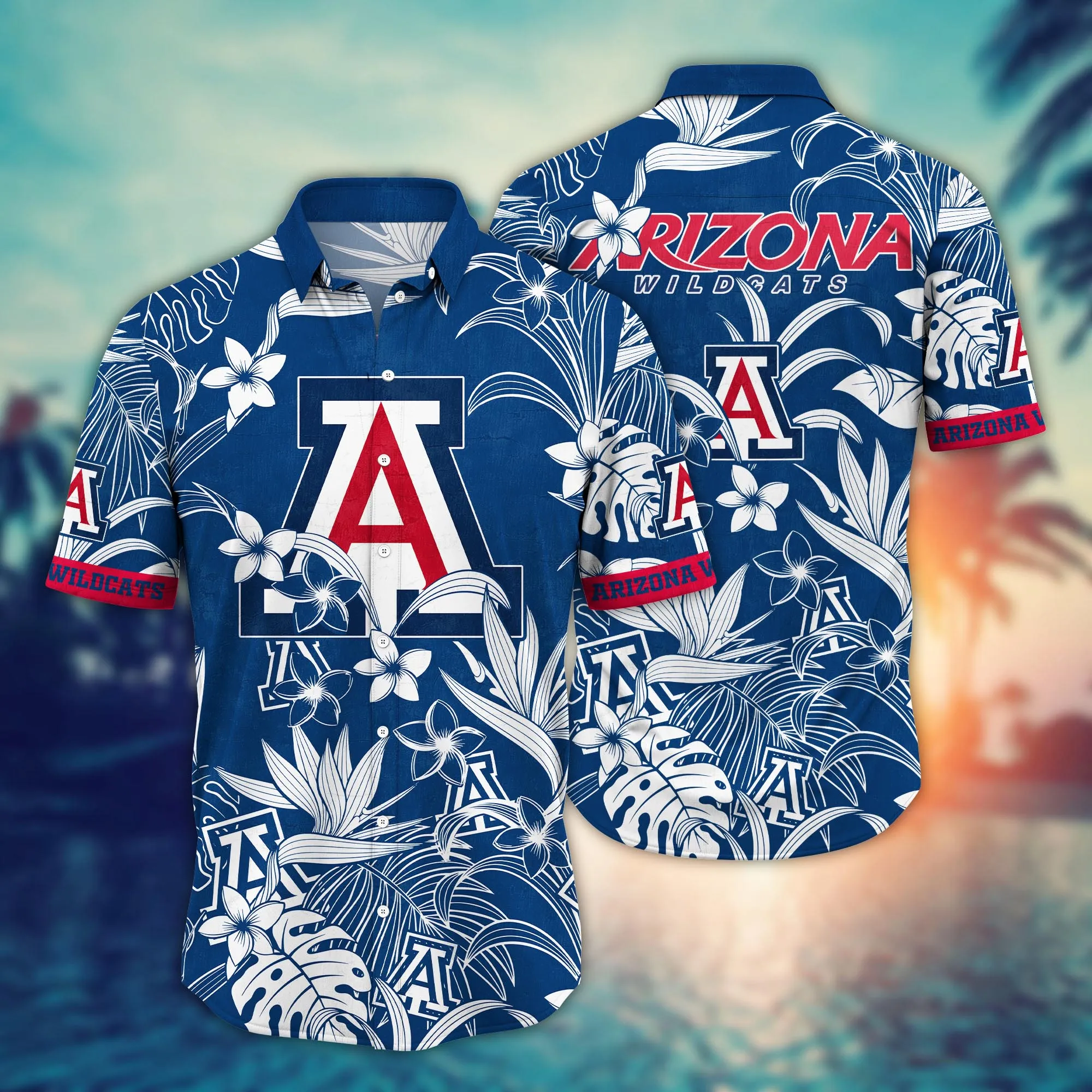 Arizona Wildcats Hawaiian Shirt – Tropical Flower Aloha Shirt