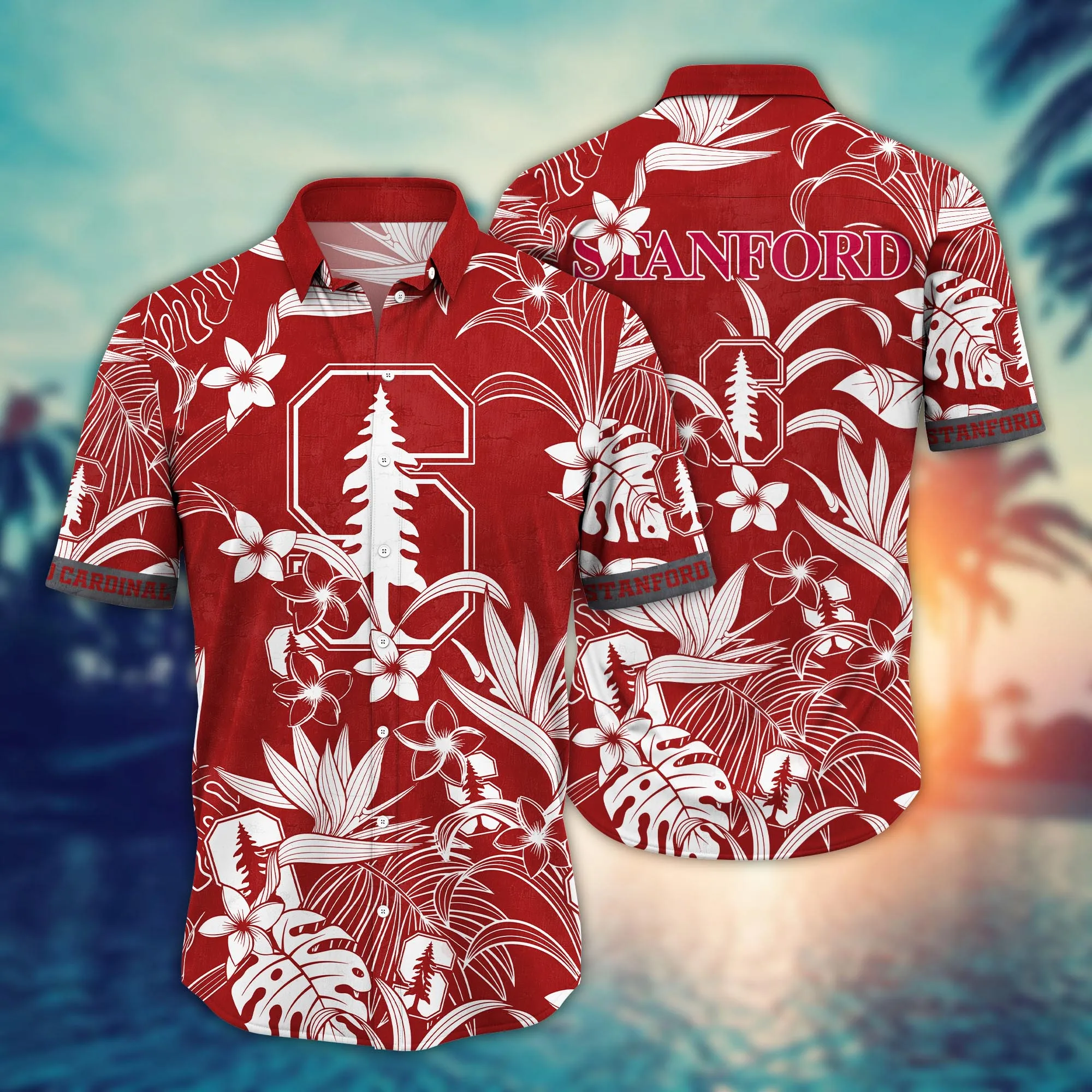 Stanford Cardinal Hawaiian Shirt – Tropical Flower Aloha Shirt