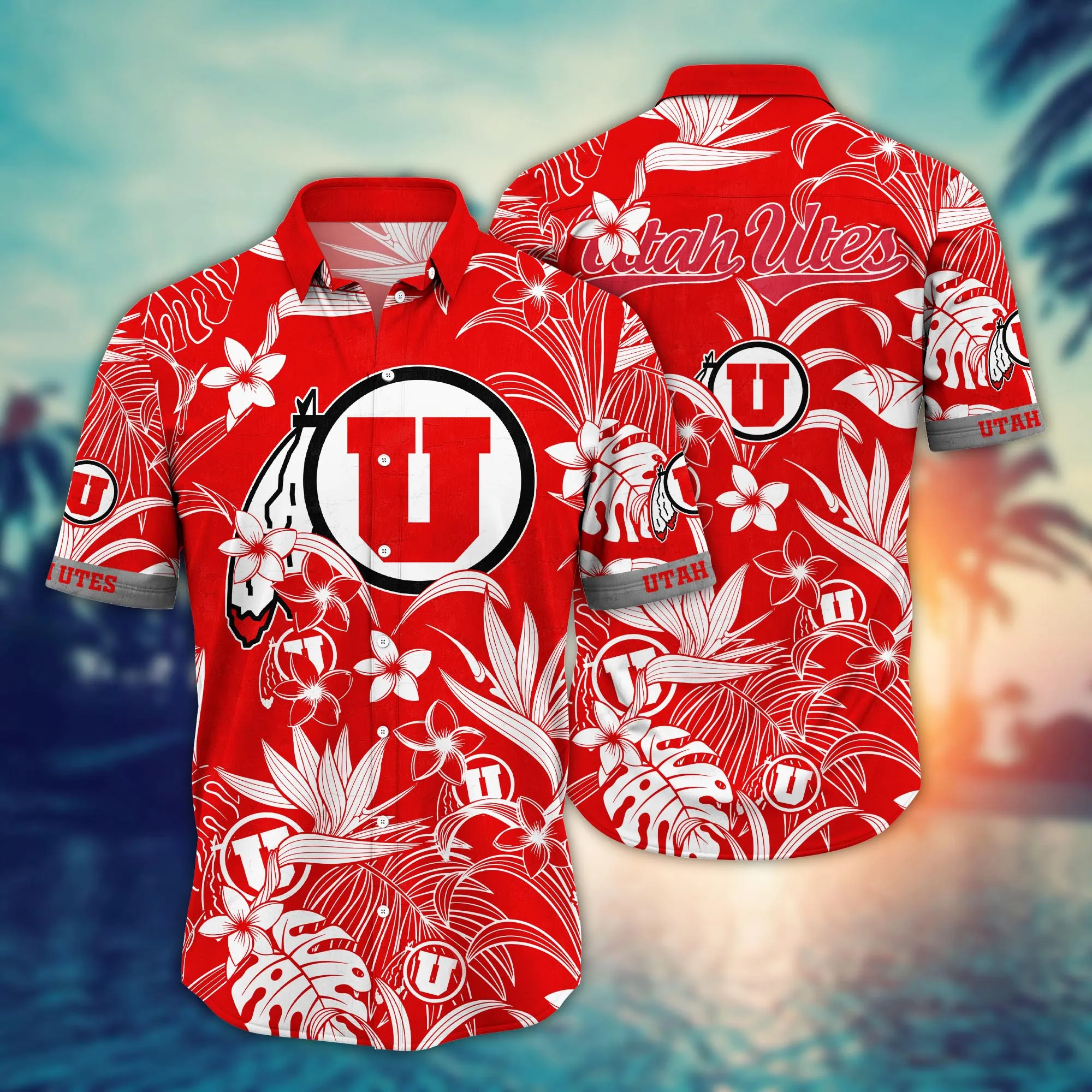 Utah Utes Hawaiian Shirt – Tropical Flower Aloha Shirt