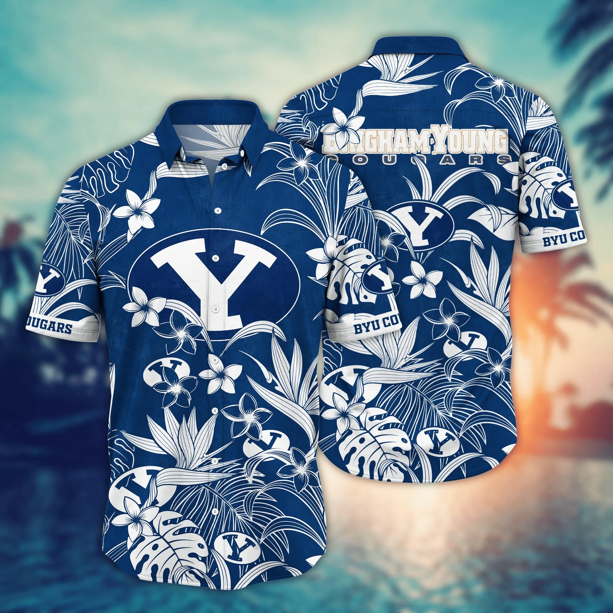 Byu Cougars Hawaiian Shirt – Tropical Flower Aloha Shirt