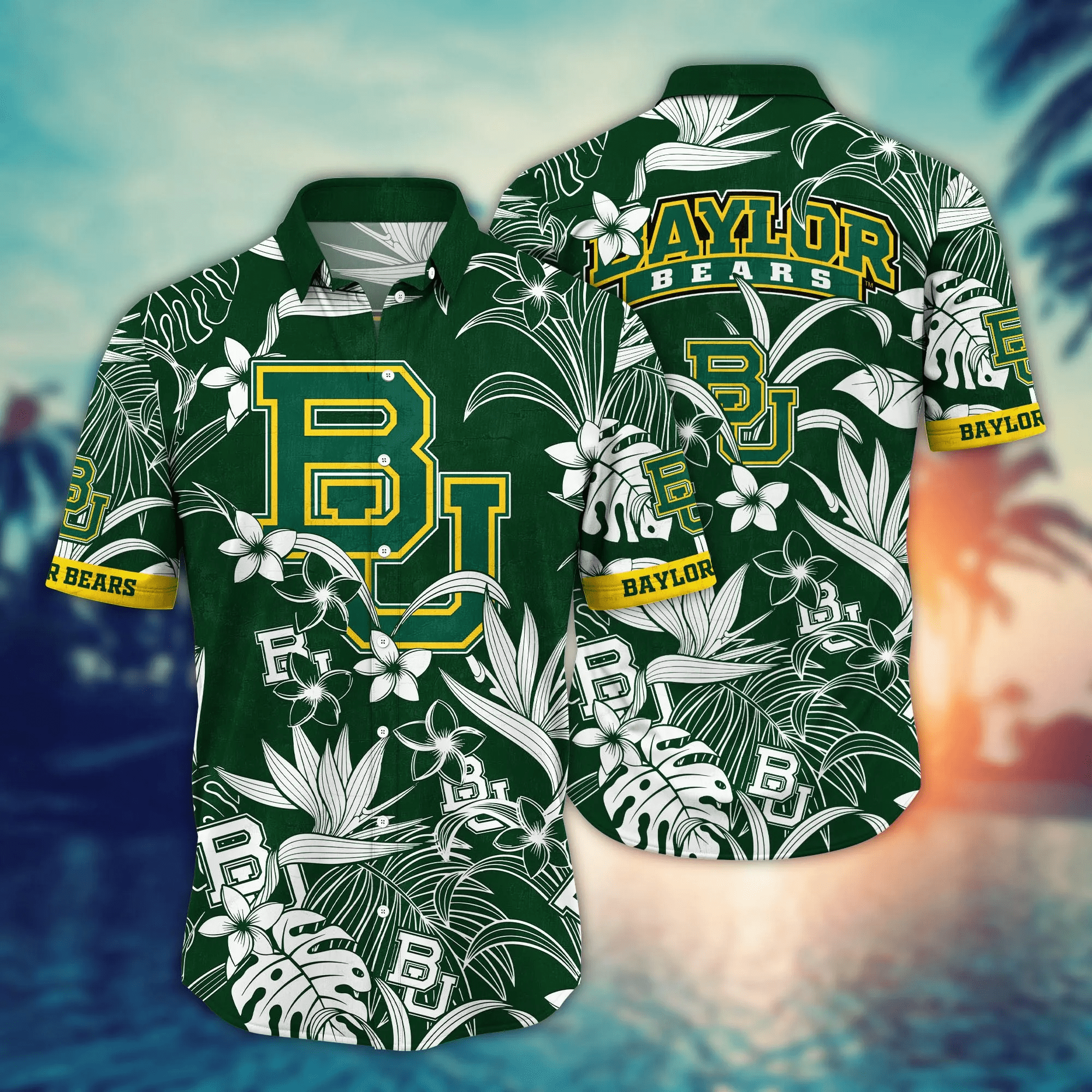 Baylor Bears Hawaiian Shirt – Tropical Flower Aloha Shirt