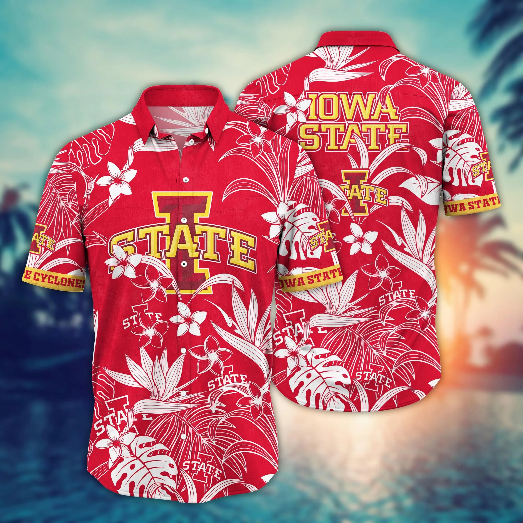 Iowa State Cyclones Hawaiian Shirt – Tropical Flower Aloha Shirt