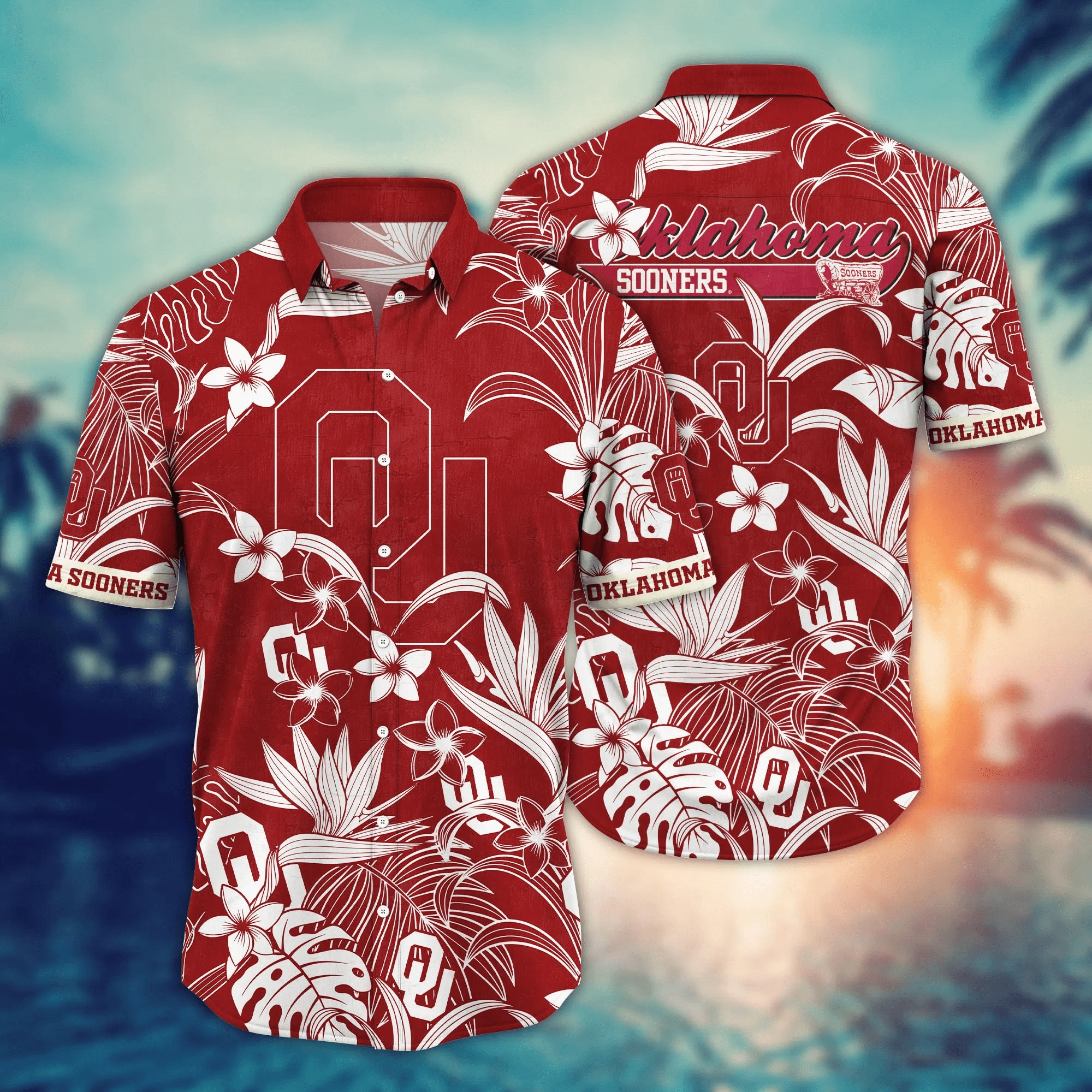 Oklahoma Sooners Hawaiian Shirt – Tropical Flower Aloha Shirt