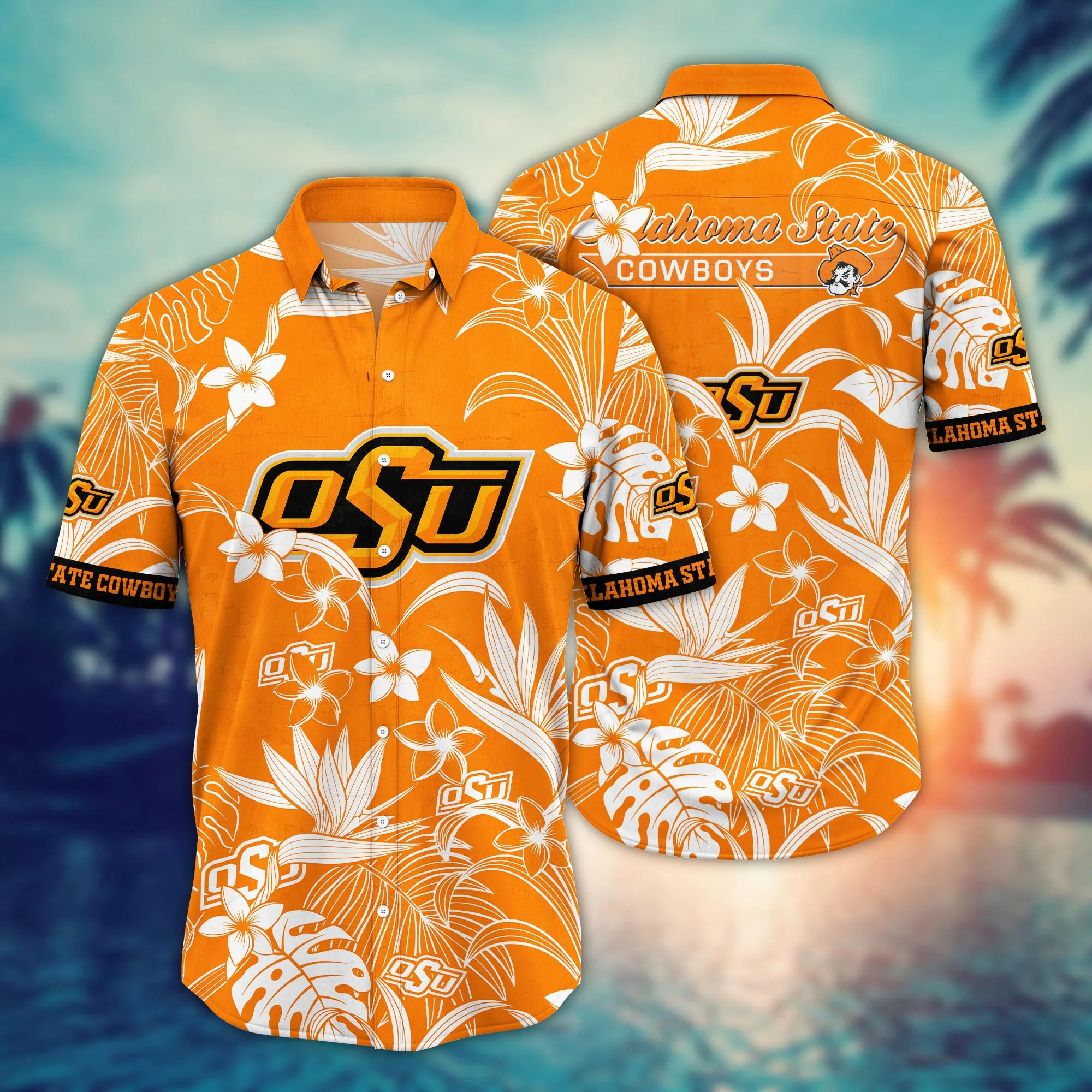 Oklahoma State Cowboys Hawaiian Shirt – Tropical Flower Aloha Shirt