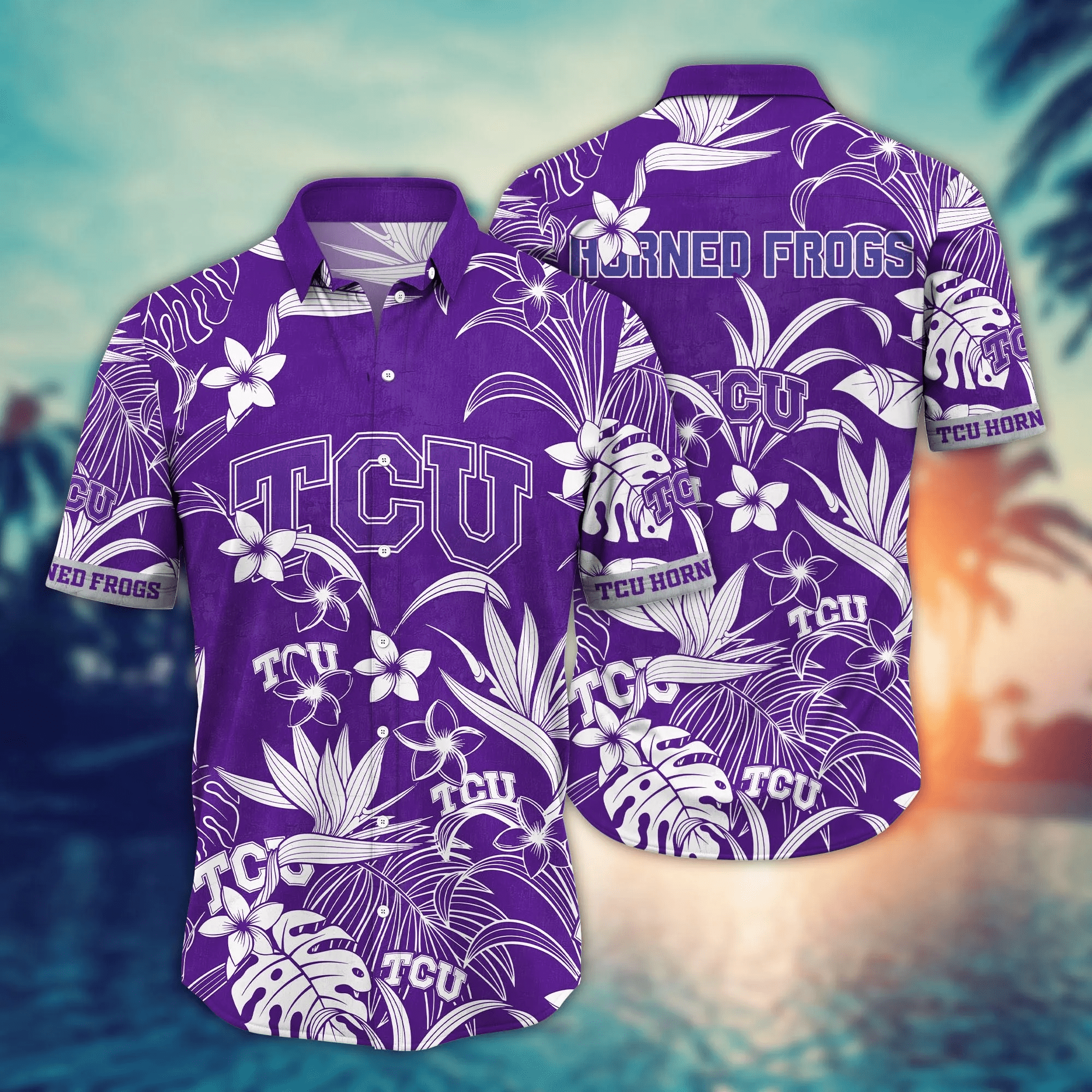 Tcu Horned Frogs Hawaiian Shirt – Tropical Flower Aloha Shirt