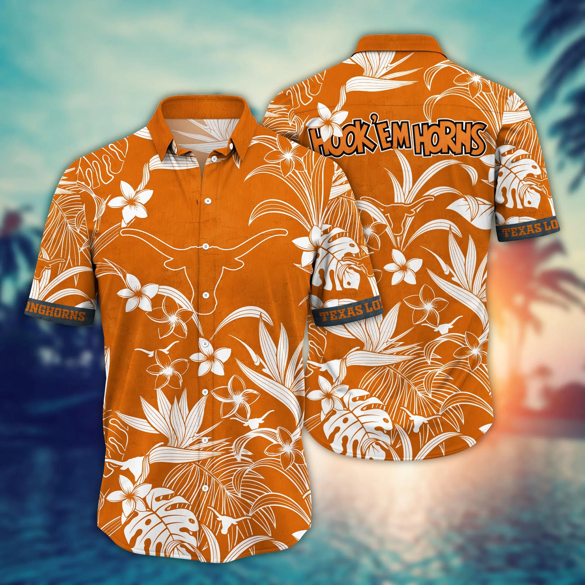 Texas Longhorns Hawaiian Shirt – Tropical Flower Aloha Shirt