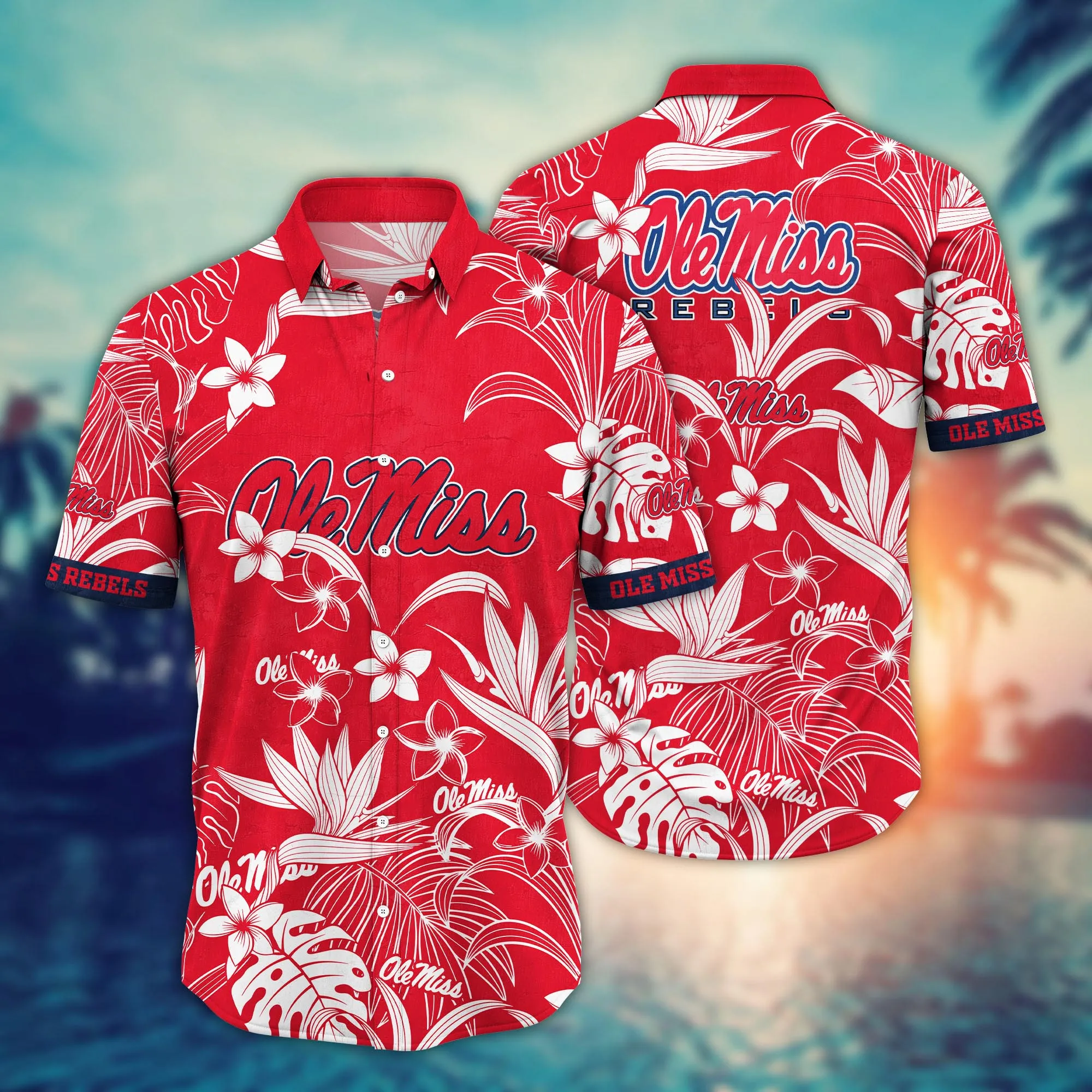 Ole Miss Rebels Tropical Floral Hawaiian Shirt