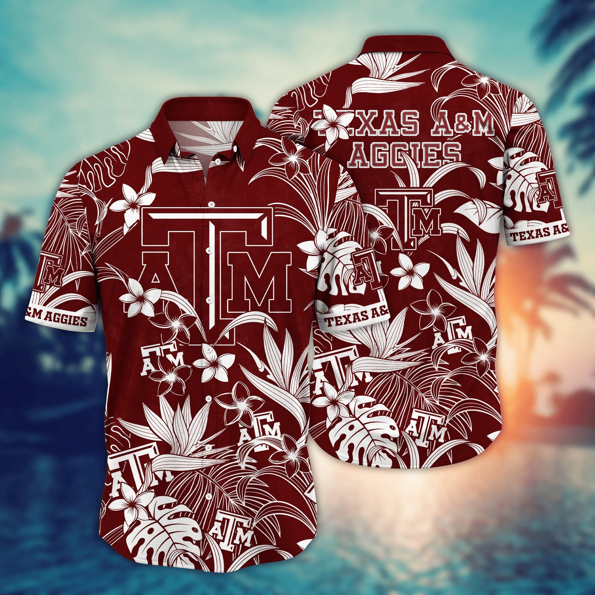 Texas A&m Aggies Fan's Paradise - Hawaiian Shirt In A Tropical Floral Print
