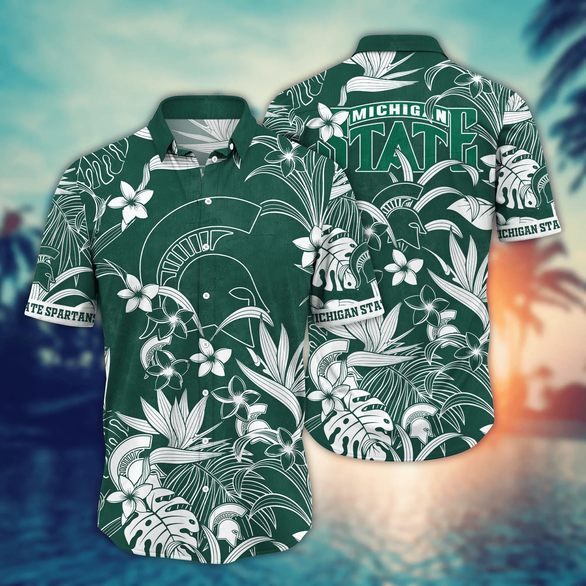 Michigan State Spartans Fan's Paradise - Hawaiian Shirt In A Tropical Print