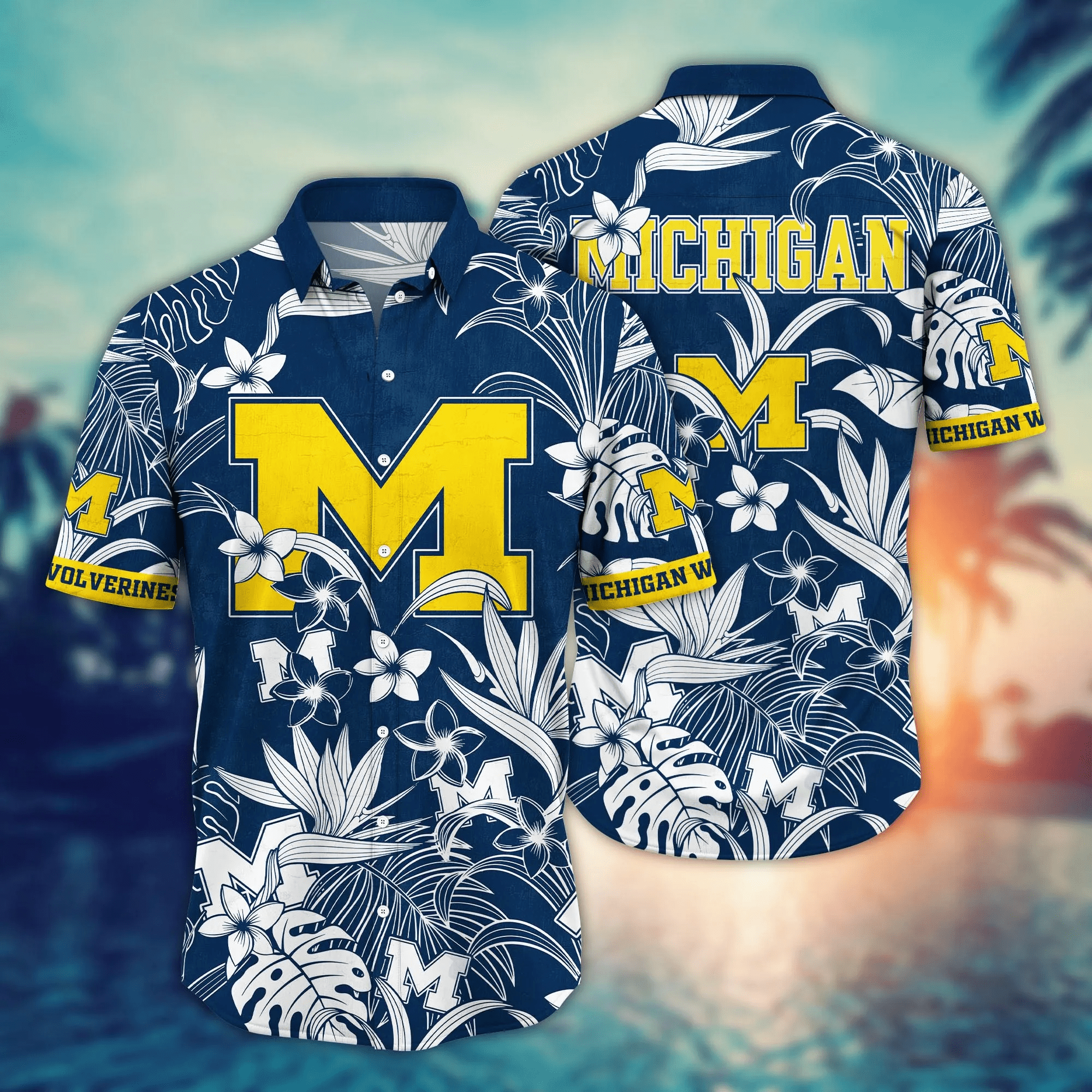 Michigan Wolverines Tropical Floral Hawaiian Shirt