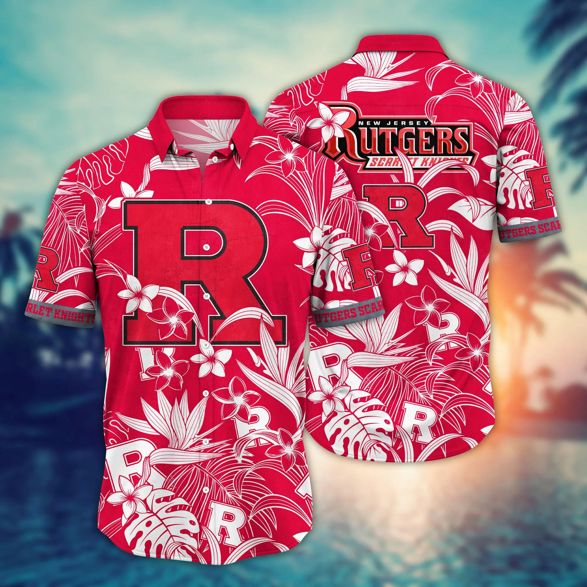 Rutgers Scarlet Knights Spirit - Classic Hawaiian Shirt With A Floral Twist