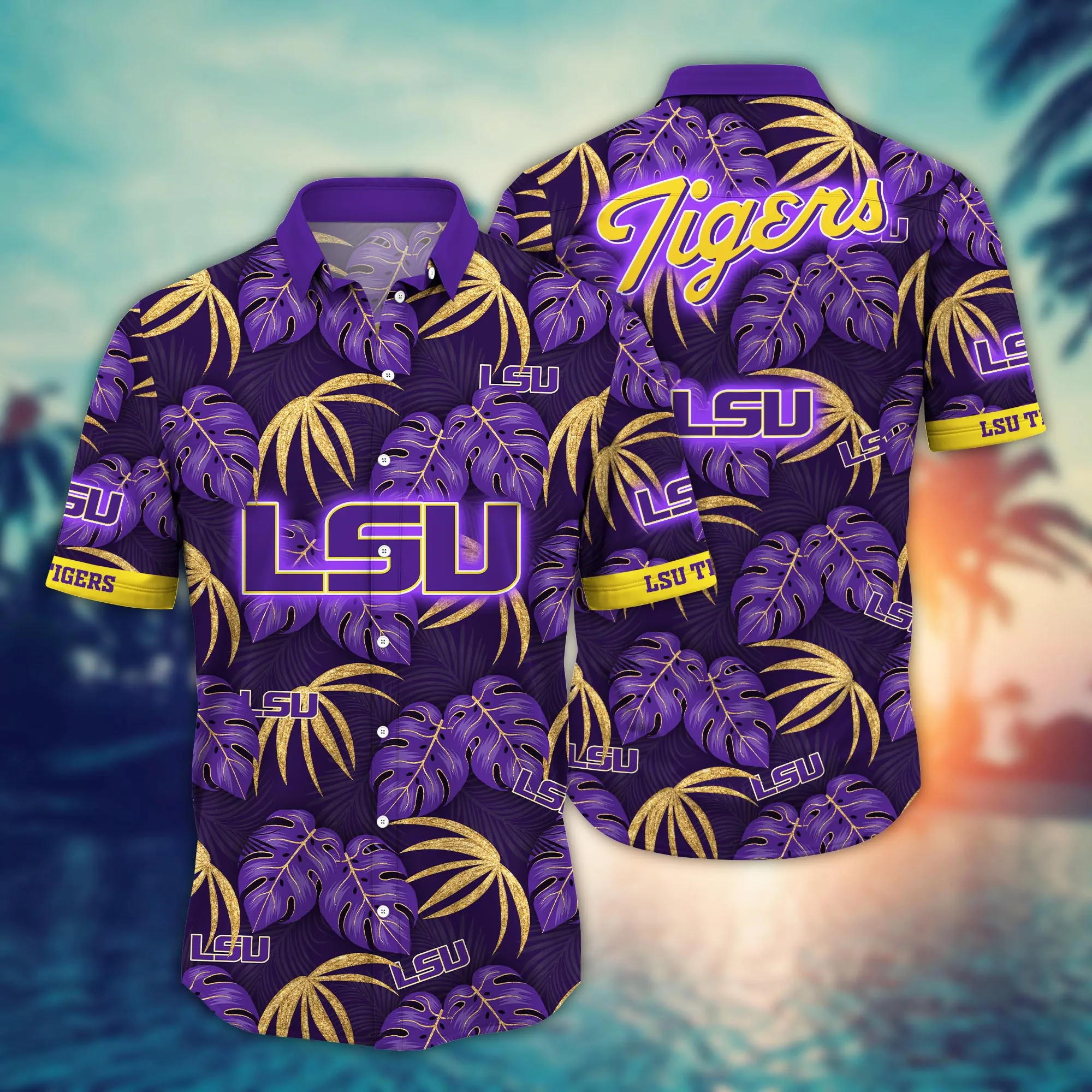 Lsu Tigers Tropical Floral Hawaiian Shirt