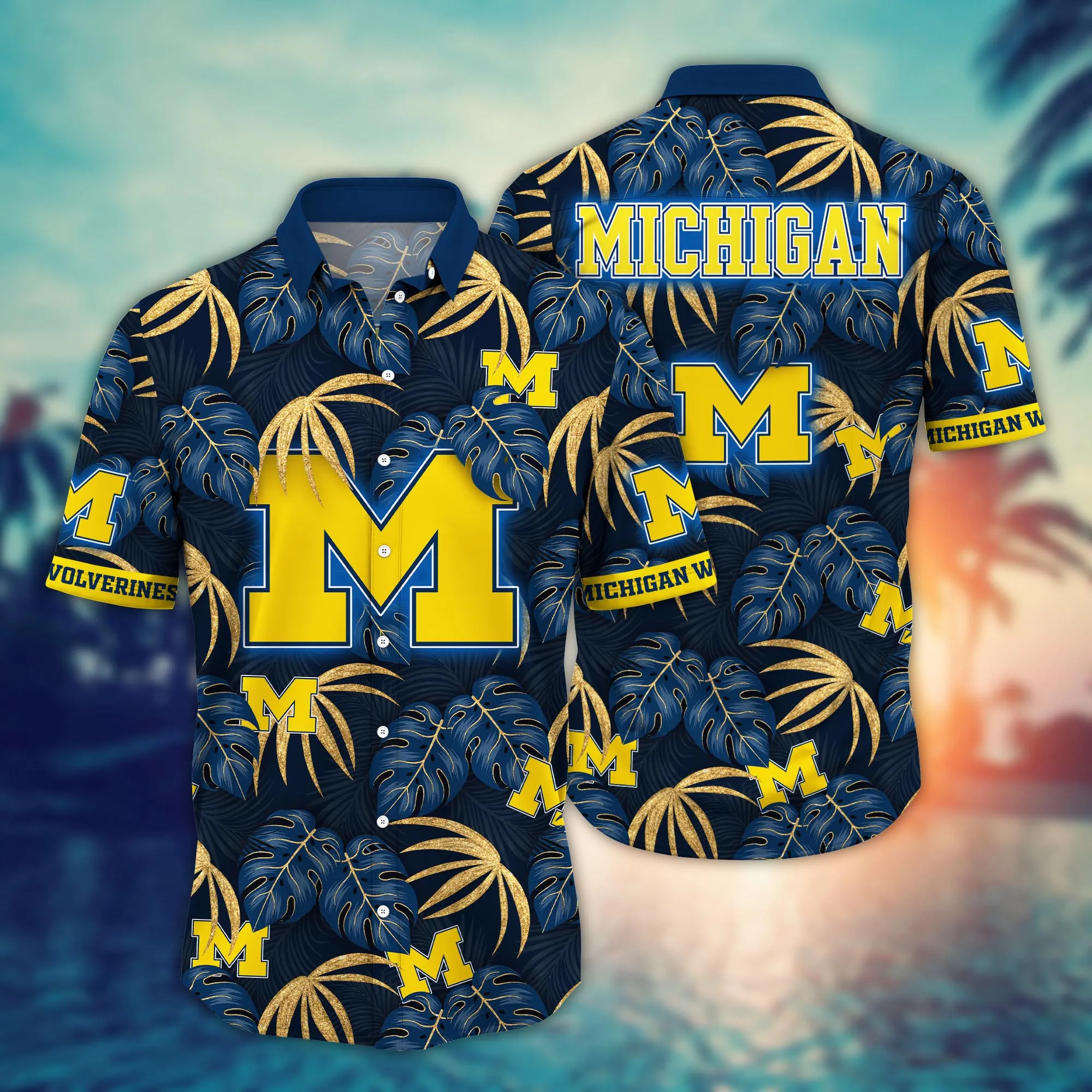Michigan Wolverines Tropical Floral Hawaiian Shirt