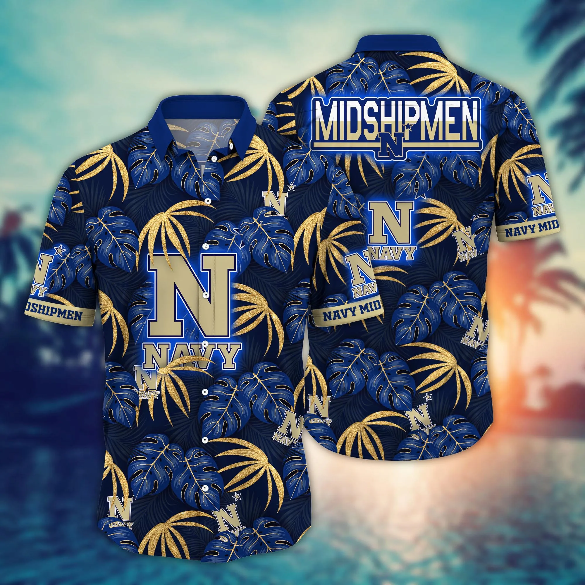 Navy Midshipmen Tropical Floral Hawaiian Shirt